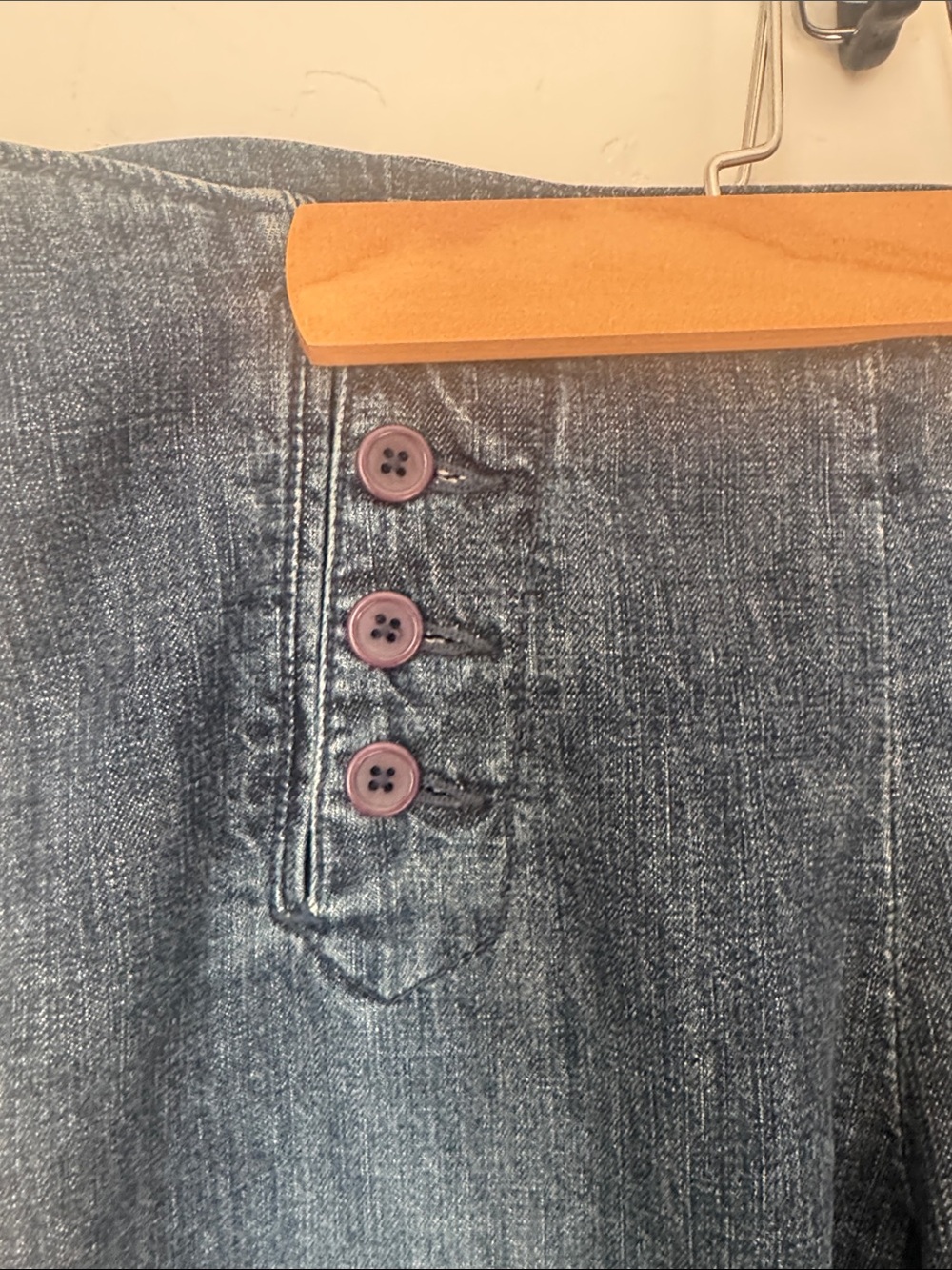 Embroidered Daisy Halogen Wide Leg Statement Jeans Sailor Button Denim Pants 10 - Picture 2 of 12
